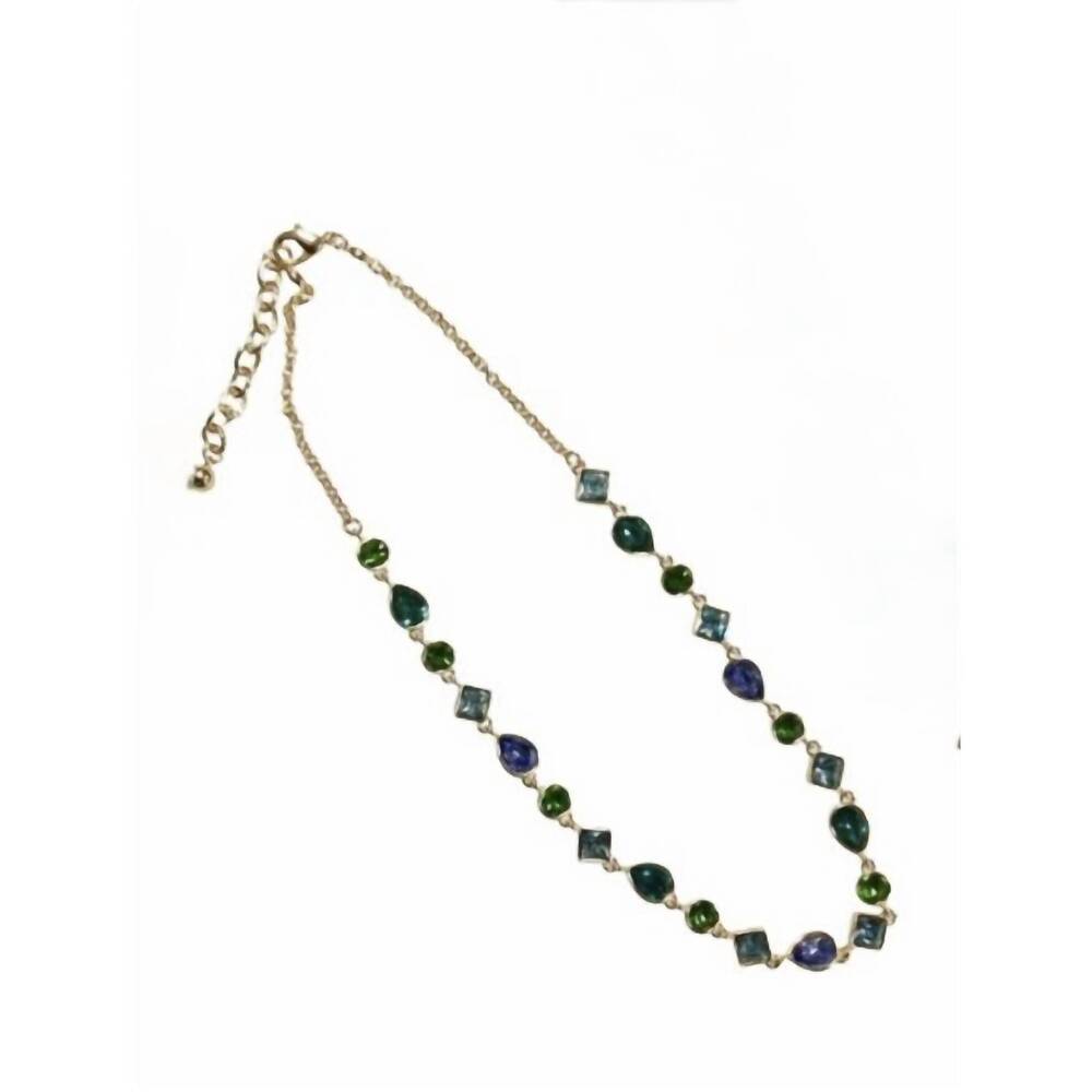 NEW ACCESSORIES TO GO women's gemstone glow layering necklace in blue peridot